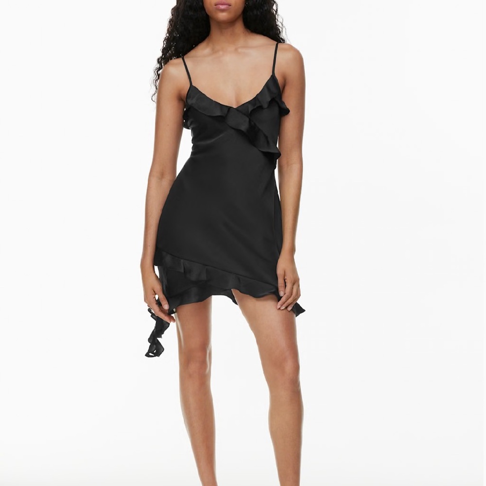 Aritzia Wilfred Black Botanical Satin Dress (S)